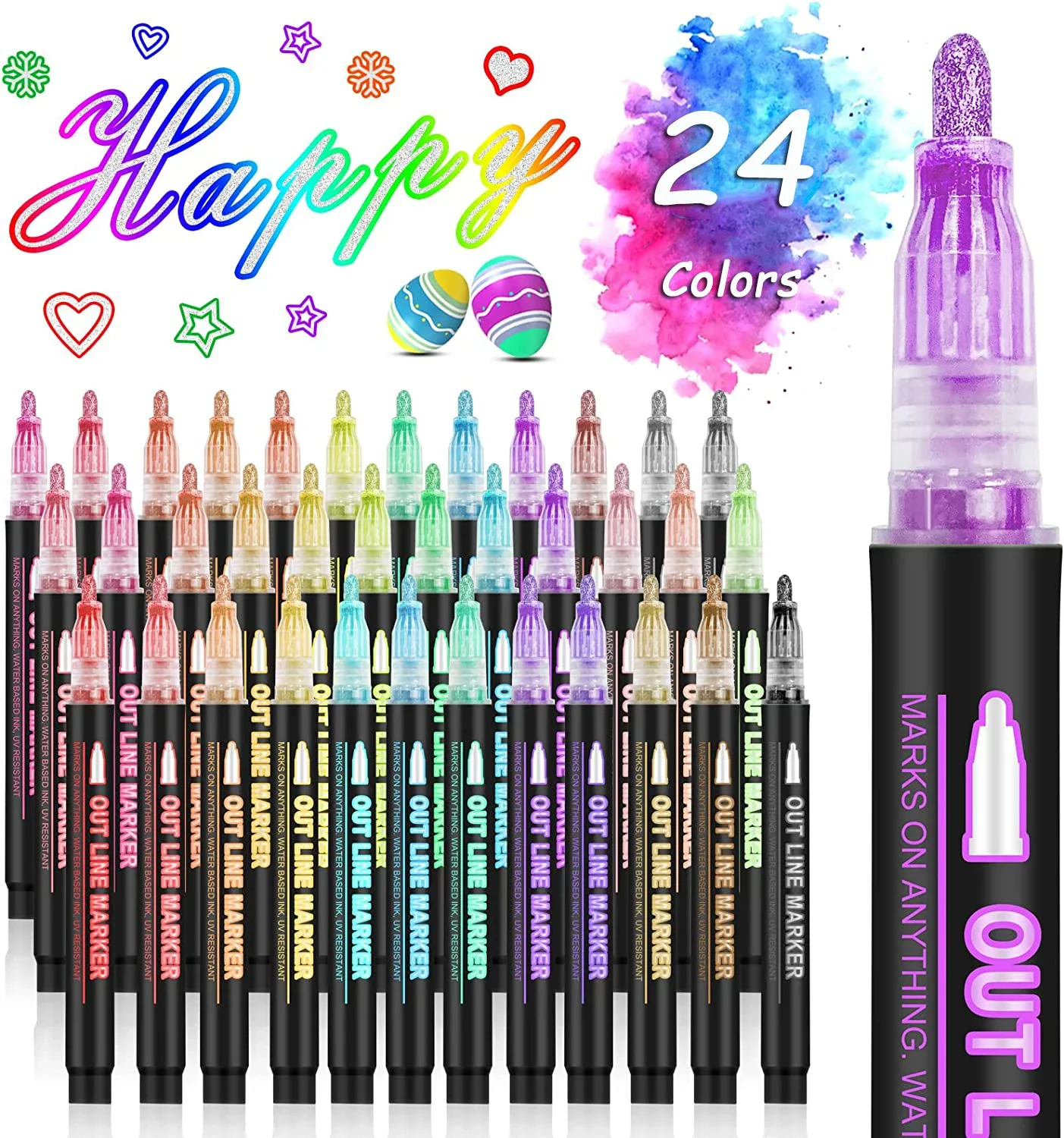 Highlighter Set Pastel - 36-kolorowy długopis artystyczny z podwójną linią