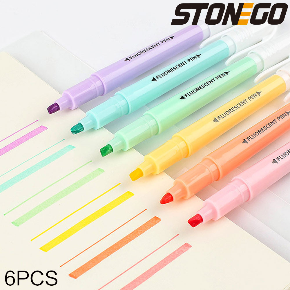 Highlighter Set Pastel - STONEGO 6 sztuk zestaw zakreślaczy z