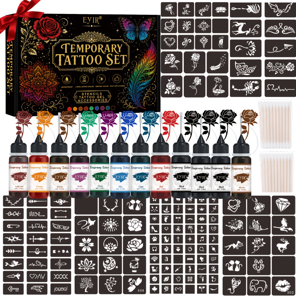Gel Ink Pen Set - 12 kolorów żelu do tatuaży tymczasowych,