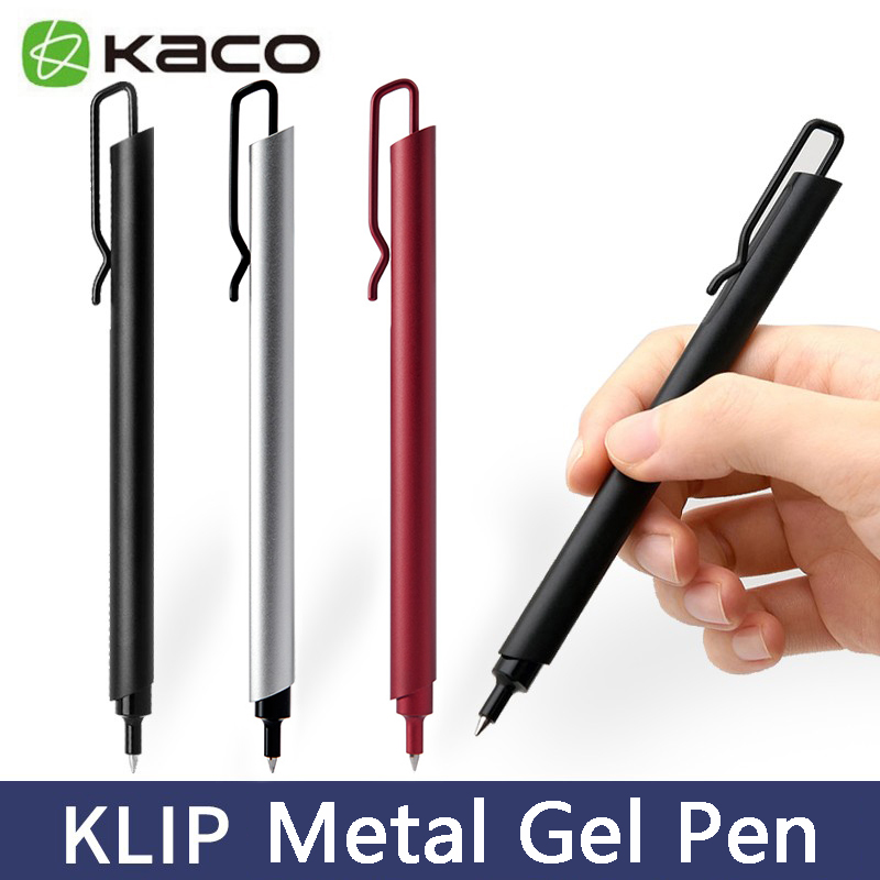 Stationery Supplies Business - Metalowy długopis żelowy Kaco 0.5MM czarny